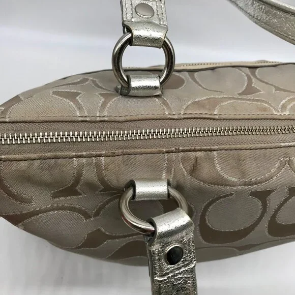 Coach Gray Monogram Canvas Poppy Metallic Glam Tote 15389 - Picture 12 of 12